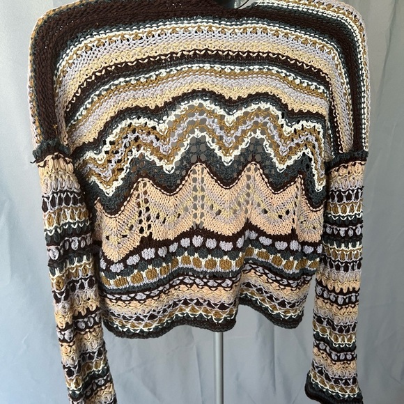 NWOT FREE PEOPLE Multicolor Chevron Knit Sweater - Picture 3 of 7